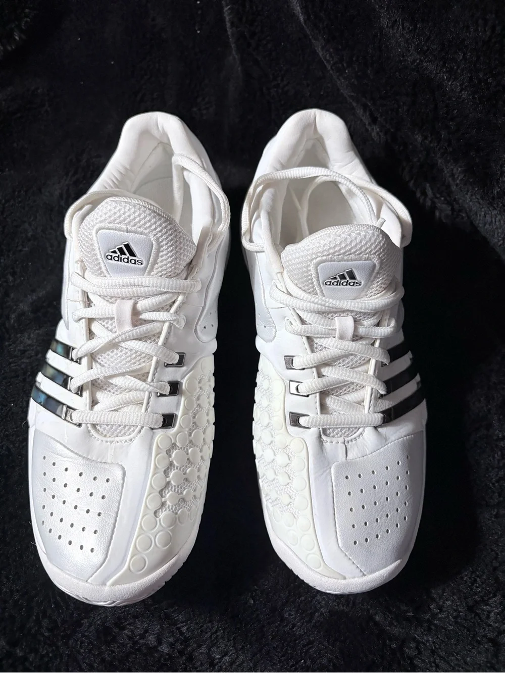 Adidas Barricade Classic Bounce Tennis Shoes White Metallic Silver Size 6
